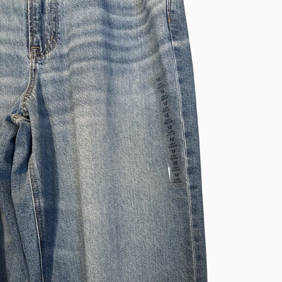 American Eagle Curvy Super High-Rise Baggy Straight Jeans 12 Regular Blue Denim - Picture 7 of 8